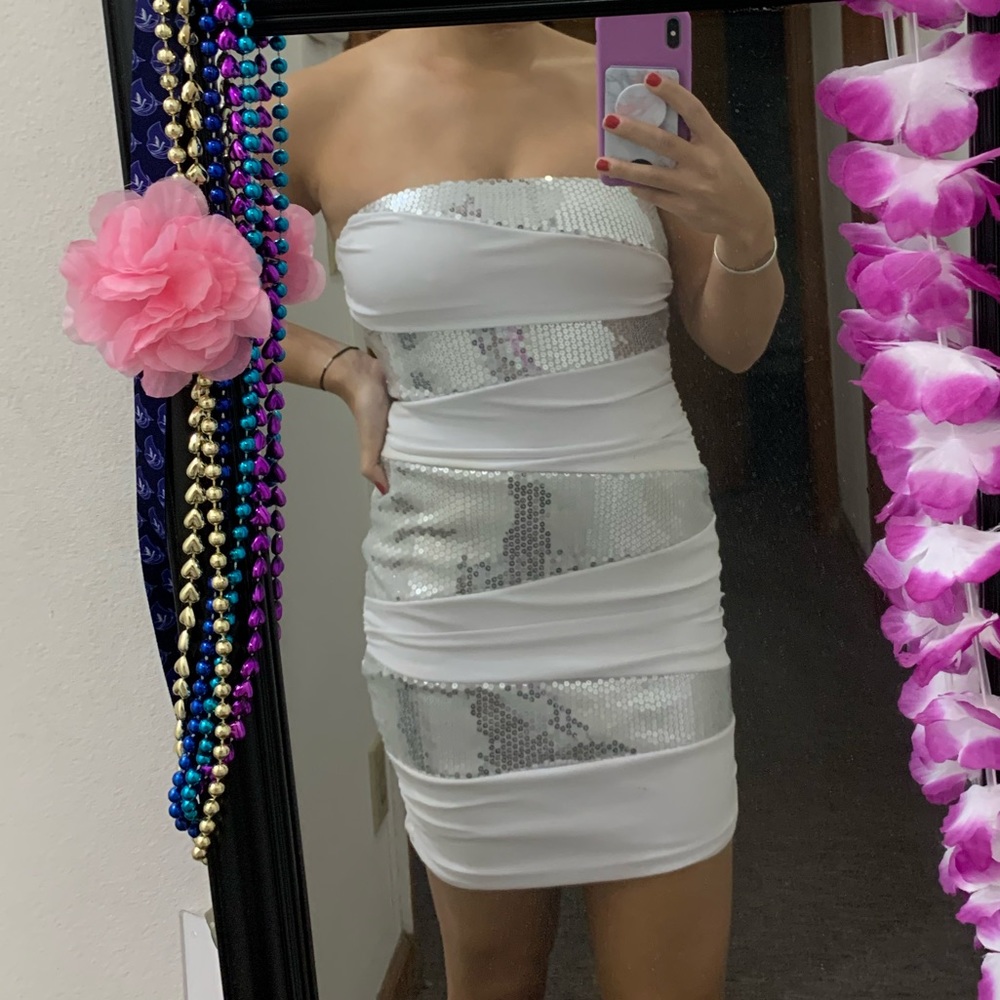 White and silver dress